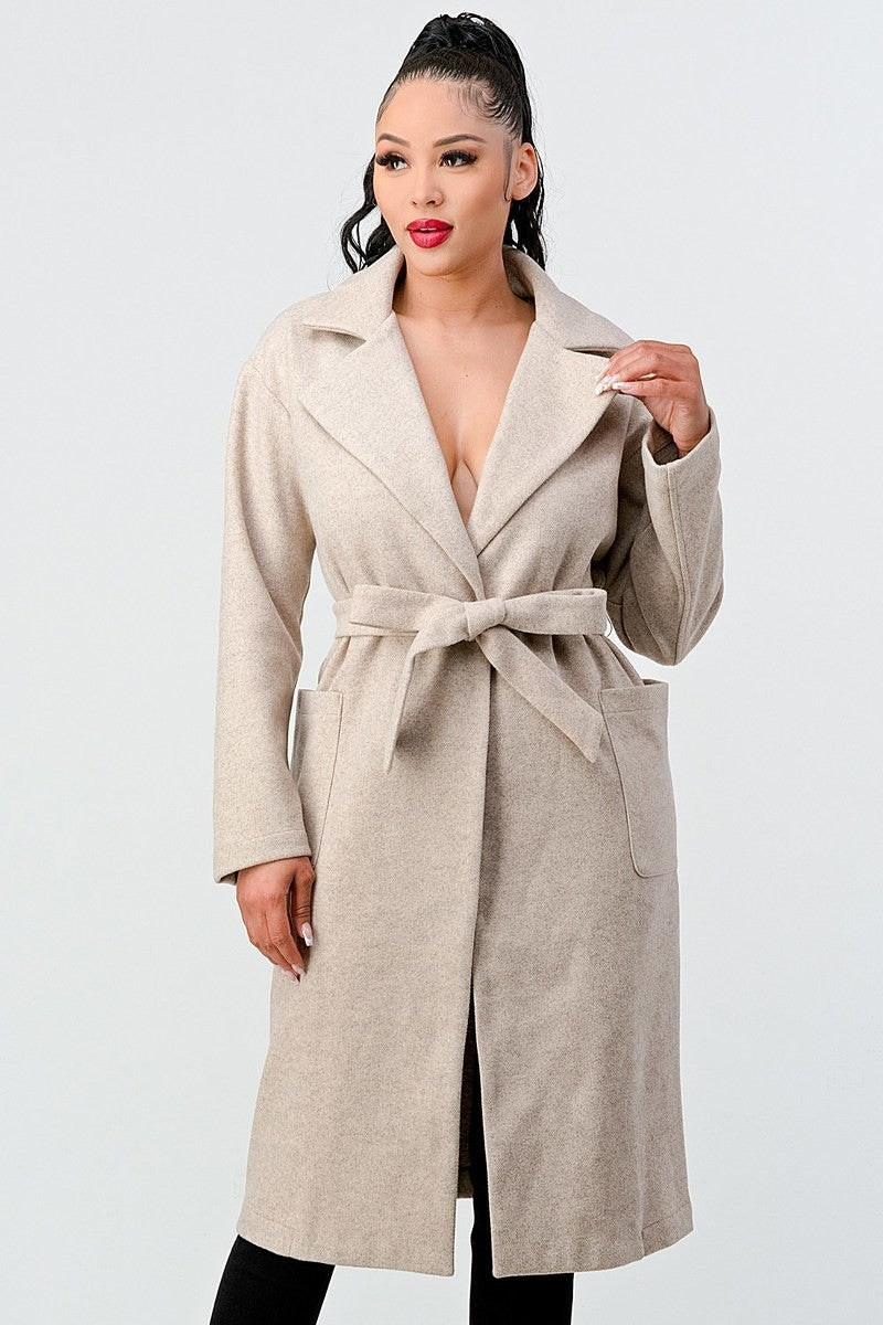 Mug Nedgang sfære Luxe Wool Waist Tie Side Pockets Midi Length Coat – Fuzzys Fashion USA