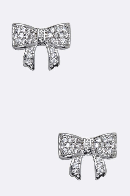 CZ Bow Stud Earrings