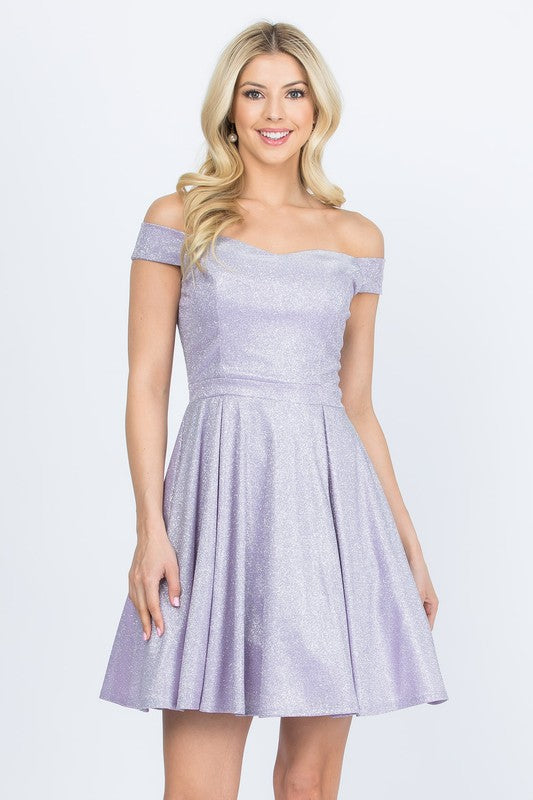 Off the shoulder skater dress jaquard