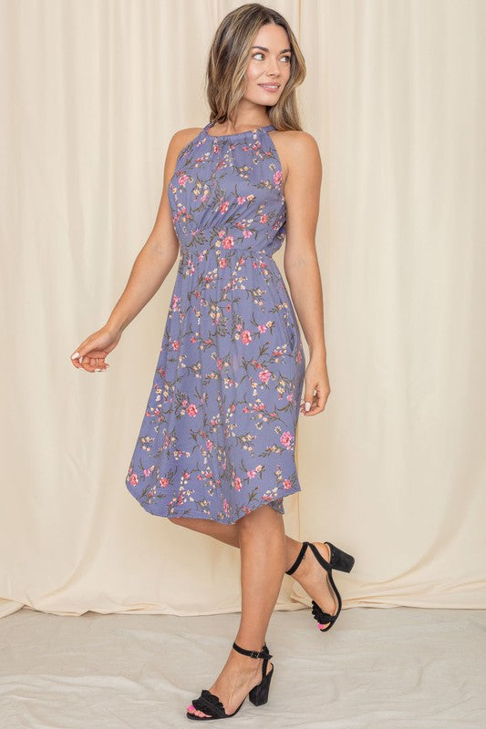 Floral Halter Top Midi Dress