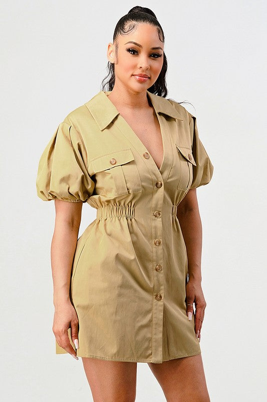 Casual but trendy safari mini dress