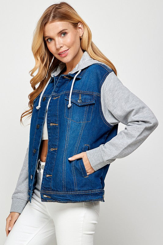 Women's Denim  Jacket with Fleece Hoodies