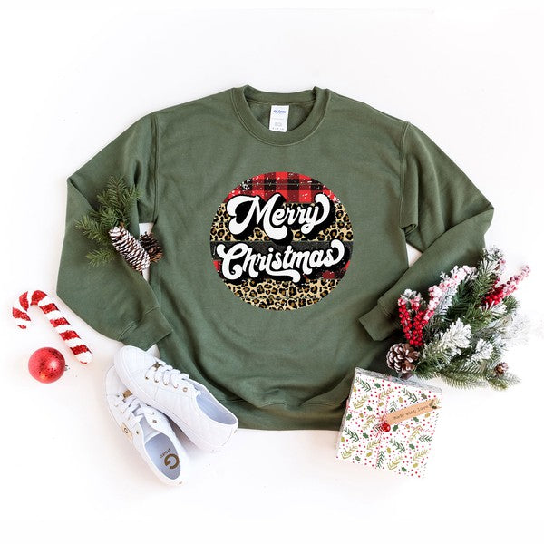 Buffalo Plaid Leopard Merry Christmas Sweatshirt