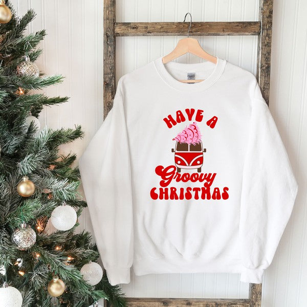 Groovy Christmas Van Graphic Sweatshirt