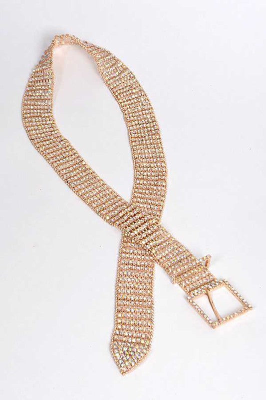 Statement Rhinestone Buckle Chain Belt