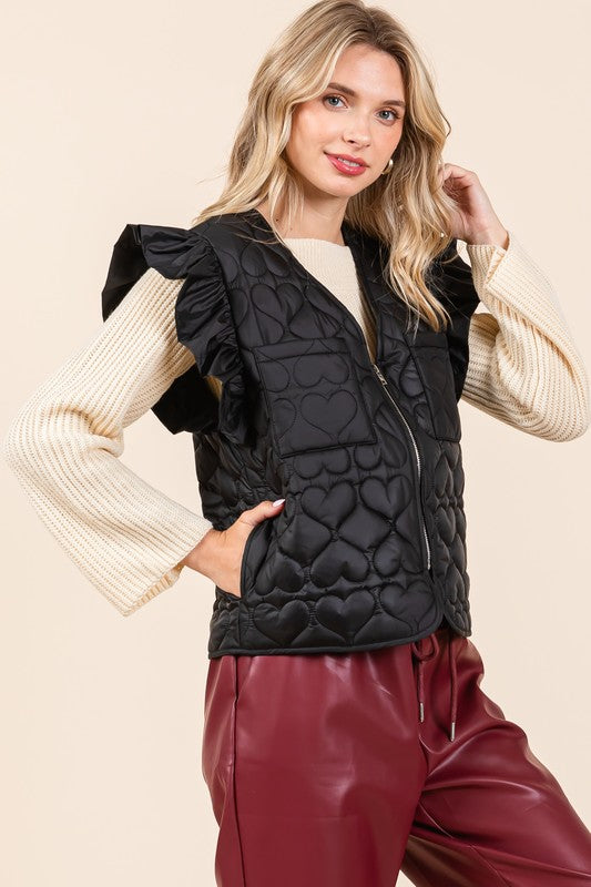 Lightweight Heart Quilted Puffer Vest