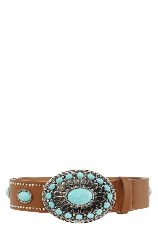 Oval Bohemia Turquoise Buckle Belt