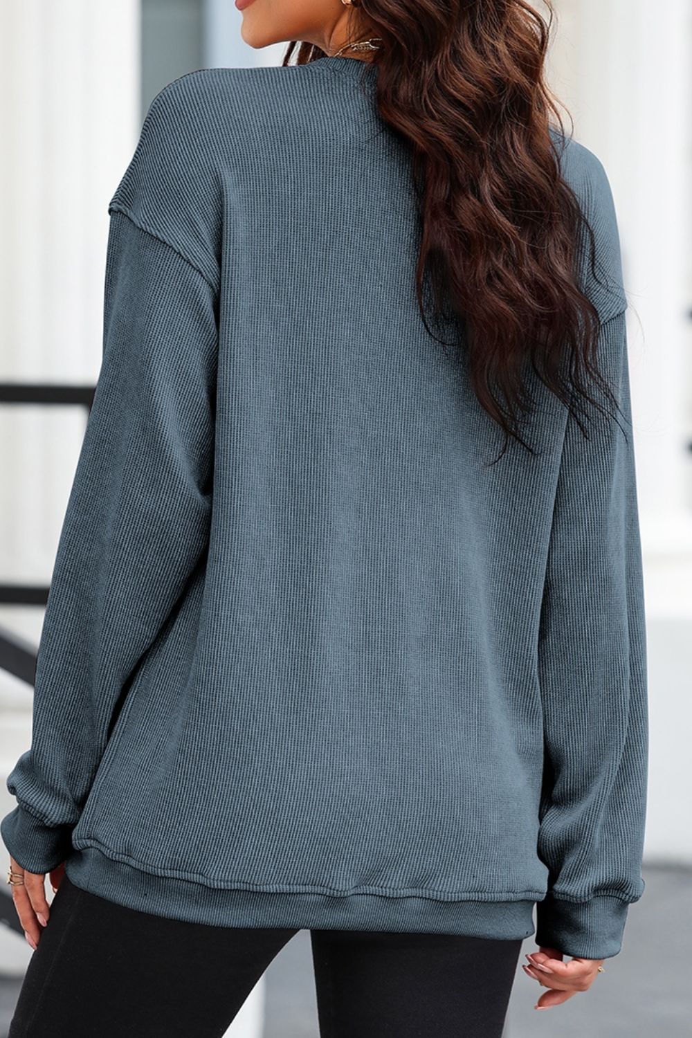 Glitter Ghost Round Neck Long Sleeve Sweatshirt