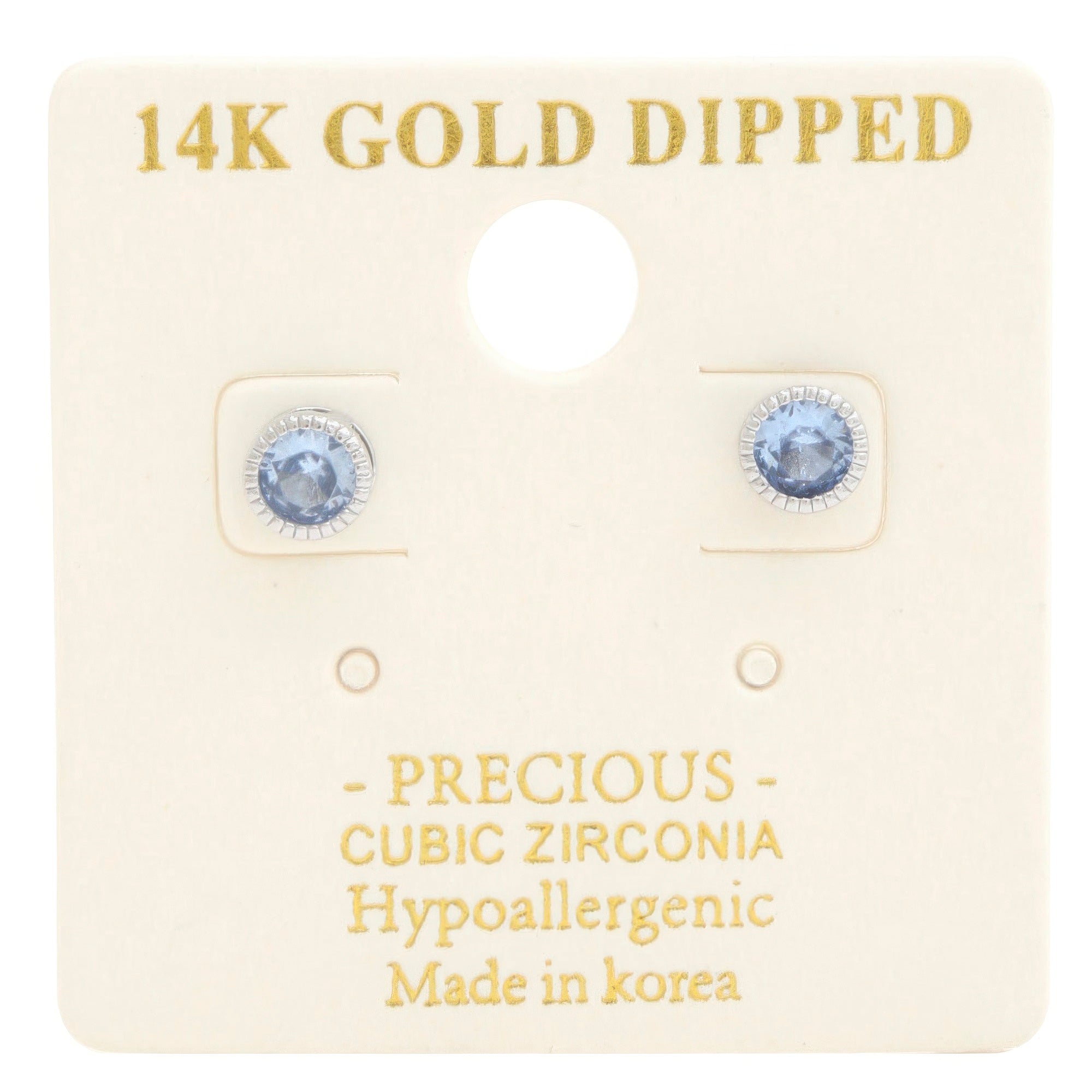 14k Gold Dipped Cz Round Earring