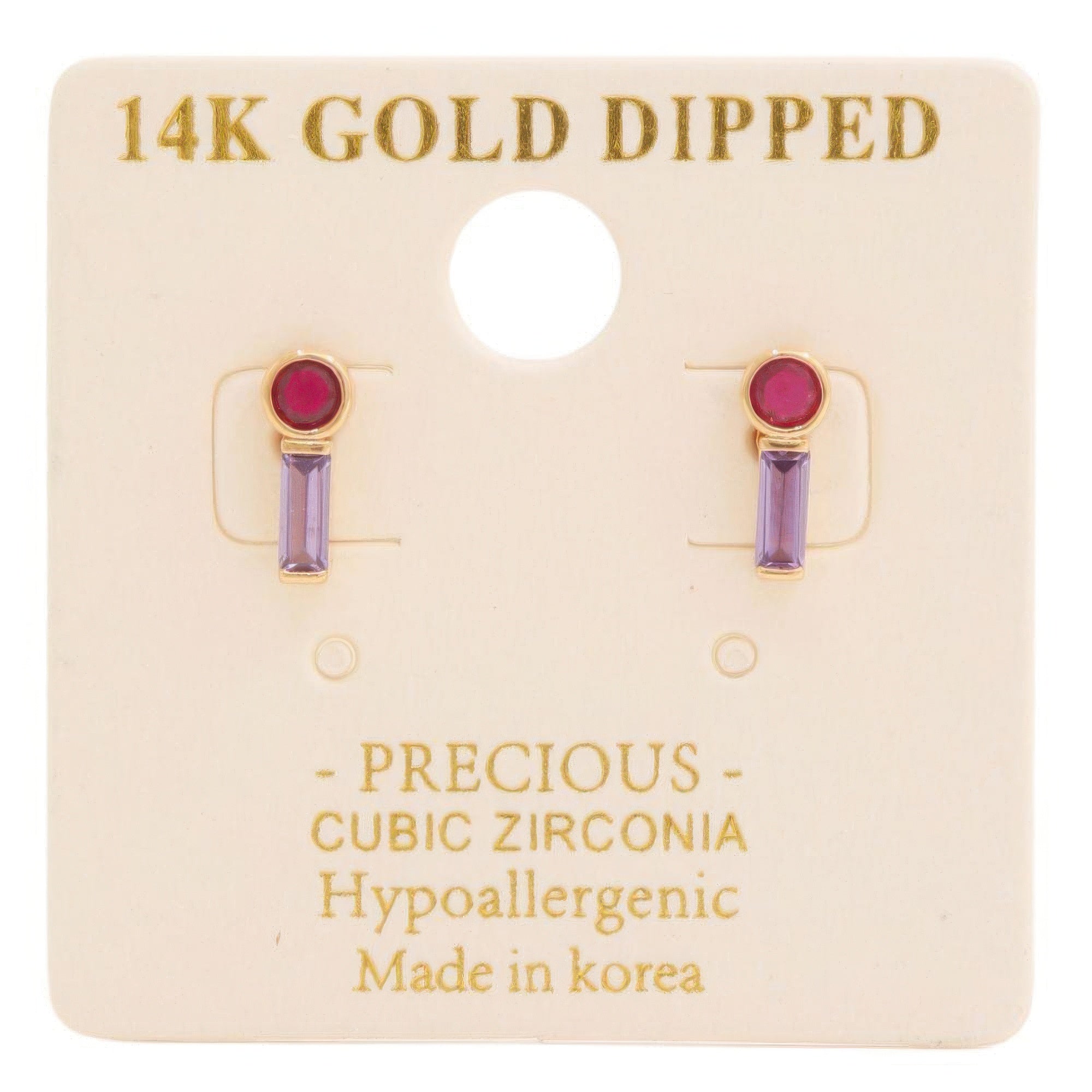 14k Gold Dipped Cz Stone Stud Earring