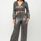 Foil Plisse Tunnel Shirring Top And Pants Set