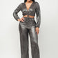 Foil Plisse Tunnel Shirring Top And Pants Set