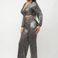 Foil Plisse Tunnel Shirring Top And Pants Set